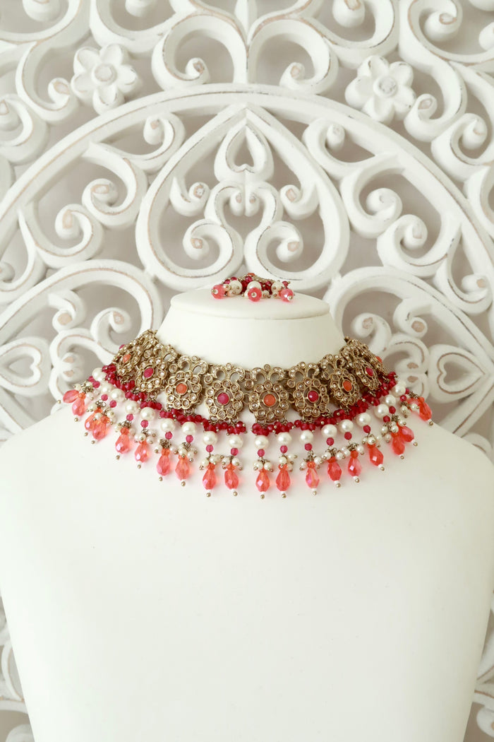 Daneen Necklace Set (Fuchsia)