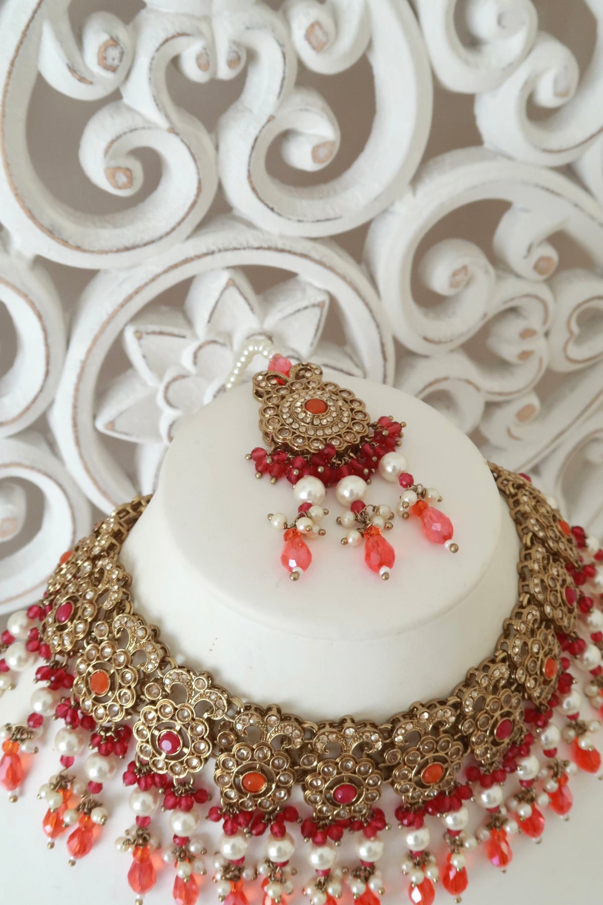 Daneen Necklace Set (Fuchsia)