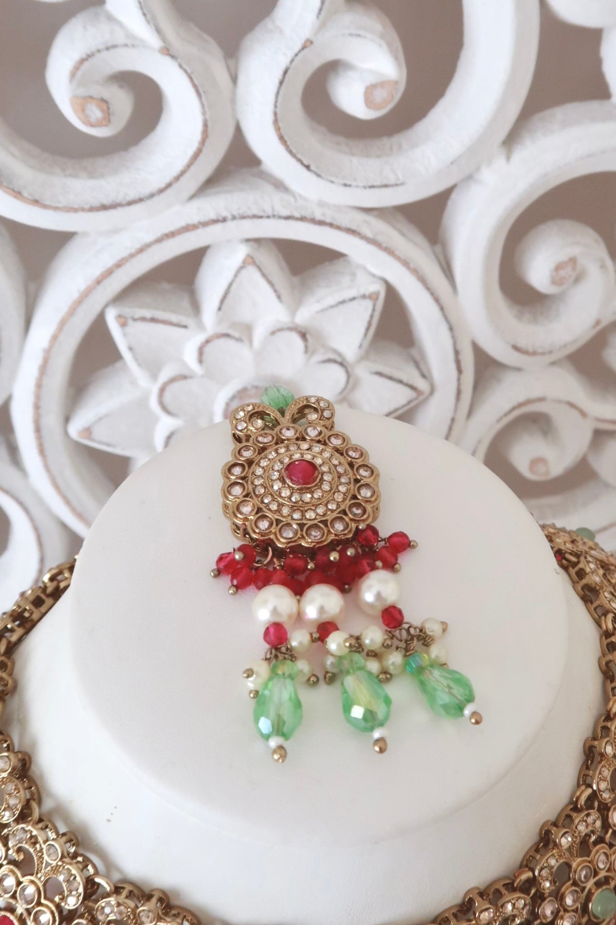 Daneen Necklace Set (Fuchsia/Mint)