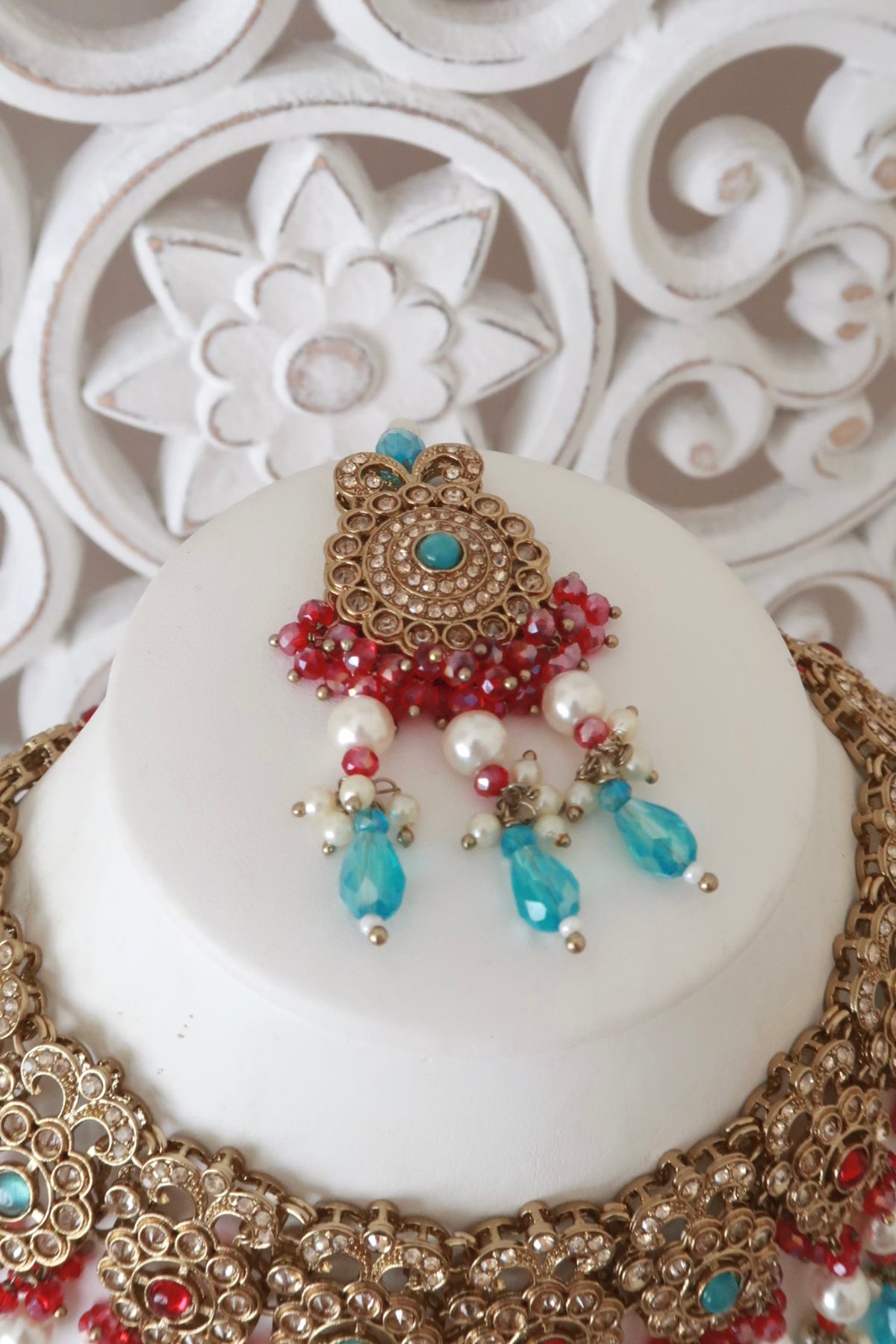 Daneen Necklace Set (Fuchsia/Blue)
