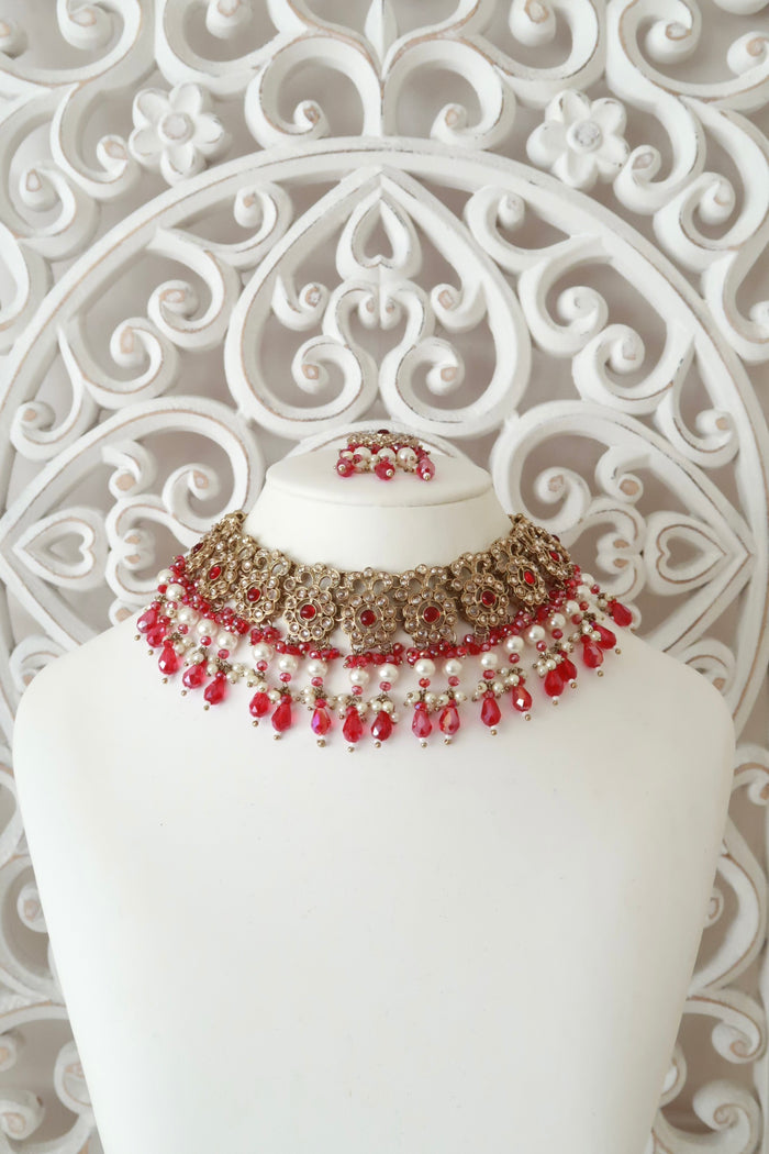 Daneen Necklace Set (Ruby Red)