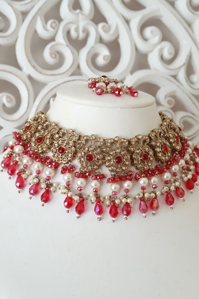 Daneen Necklace Set (Ruby Red)