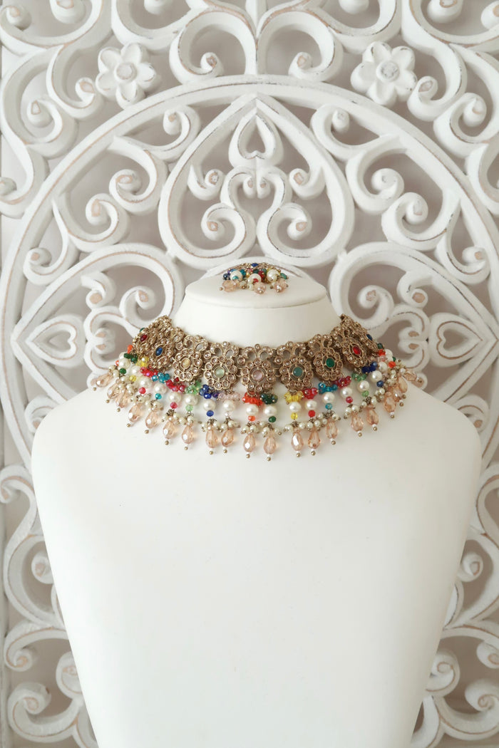Daneen Necklace Set (Multi Blue)
