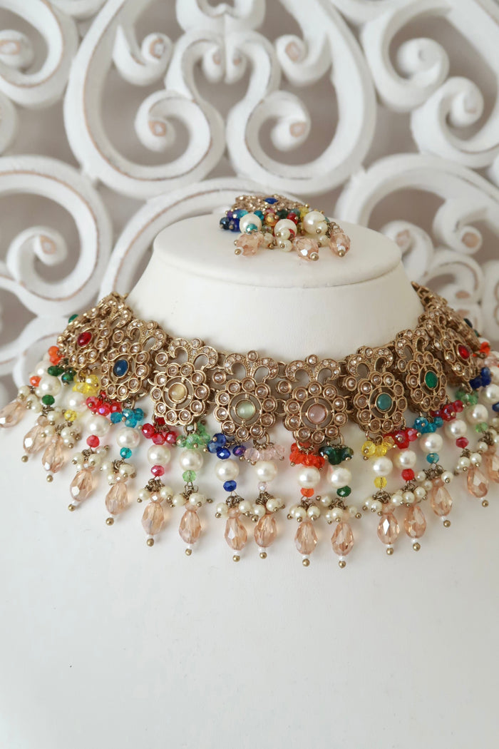 Daneen Necklace Set (Multi Blue)