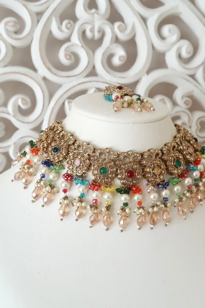 Daneen Necklace Set (Multi Ruby)