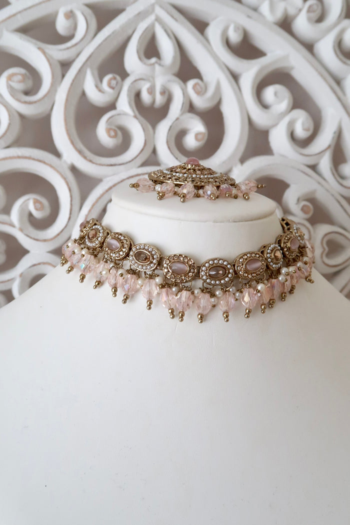 Zayra Choker Set (Baby Pink)
