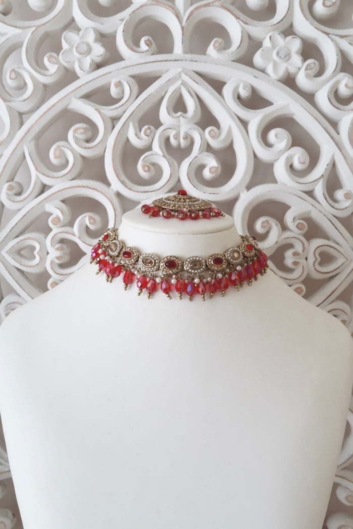 Zayra Choker Set (Ruby Red)