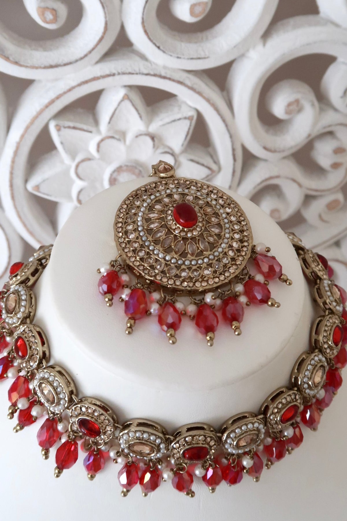 Zayra Choker Set (Ruby Red)