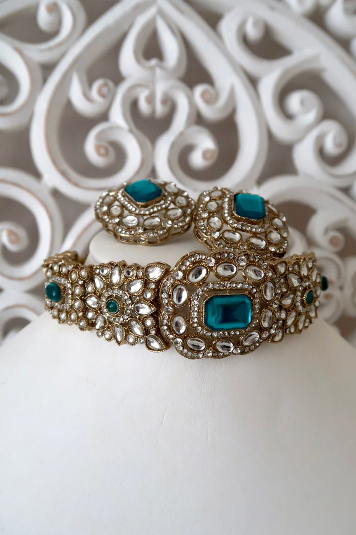 Meher Choker Set (Aqua)