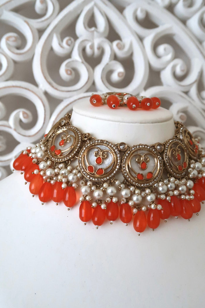 Zariya Necklace Set (Orange)