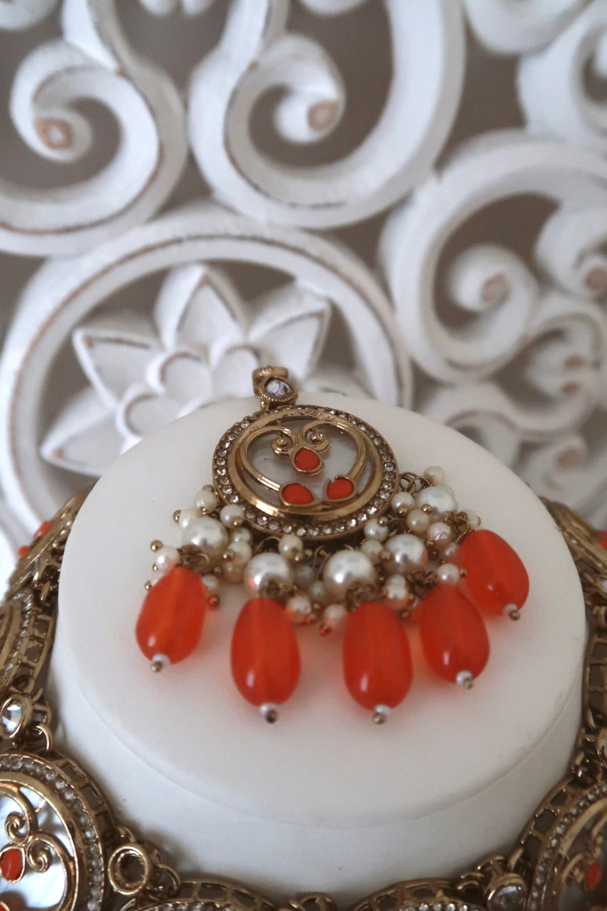 Zariya Necklace Set (Orange)
