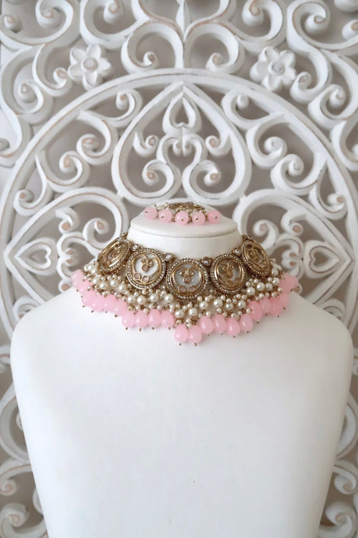Zariya Necklace Set (Baby Pink)