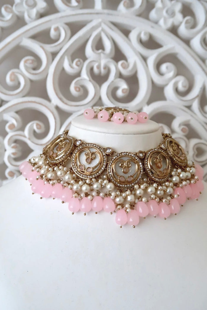 Zariya Necklace Set (Baby Pink)