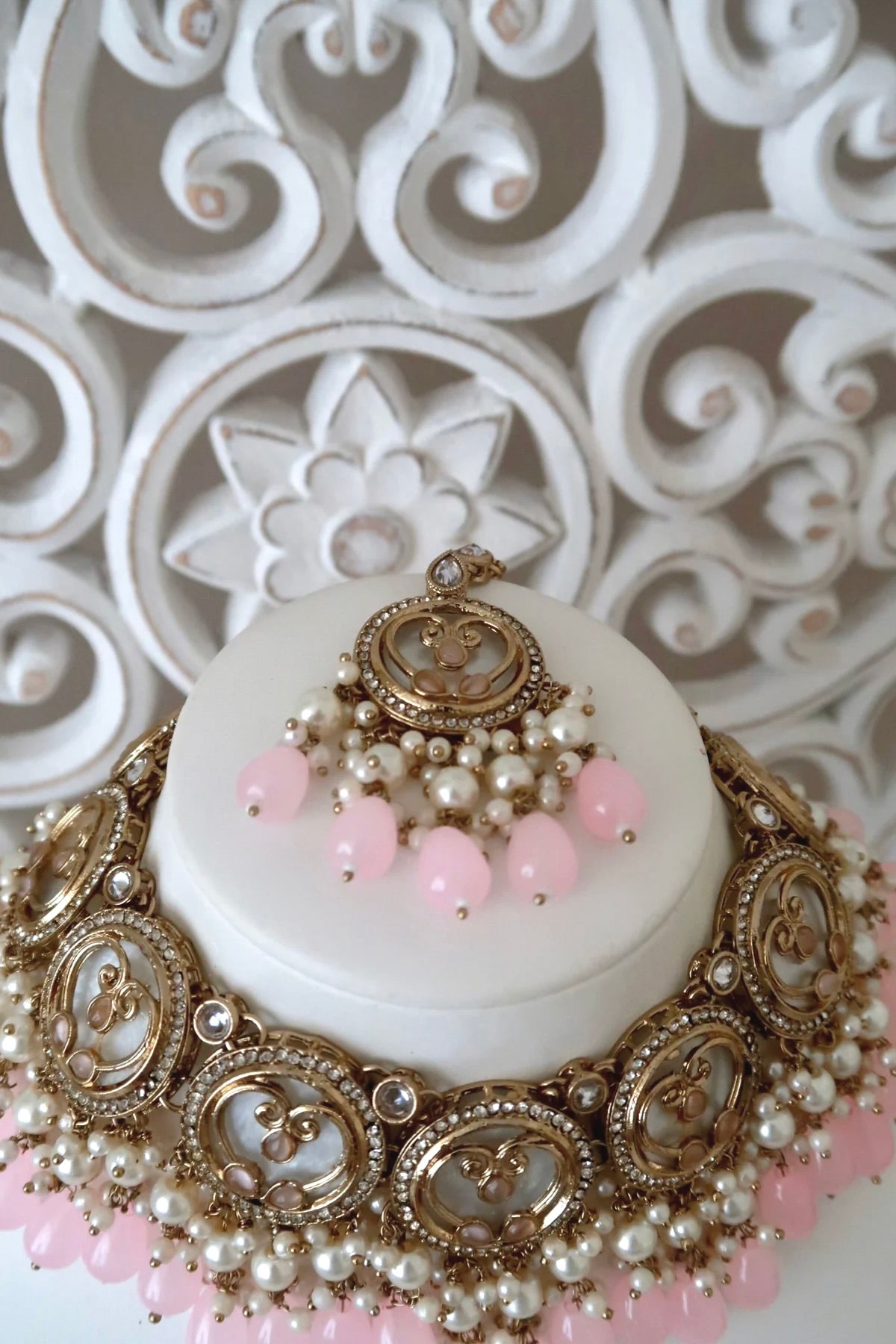 Zariya Necklace Set (Baby Pink)