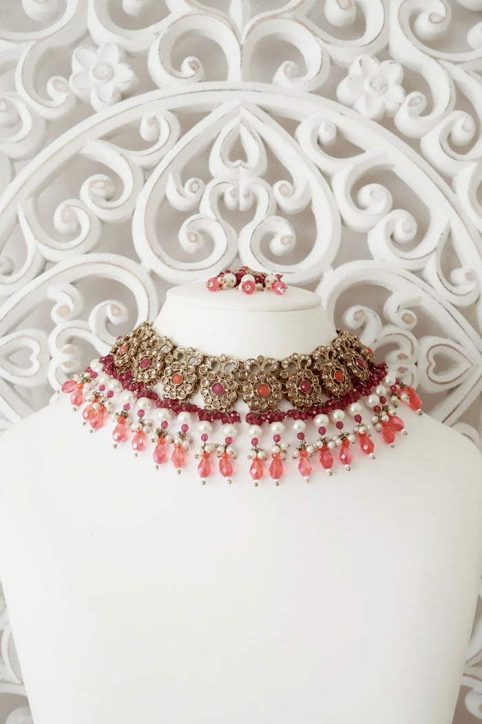 Daneen Necklace Set (Fuchsia)