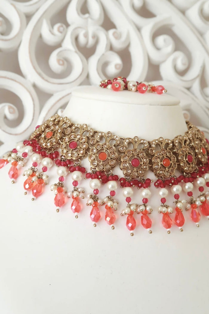 Daneen Necklace Set (Fuchsia)