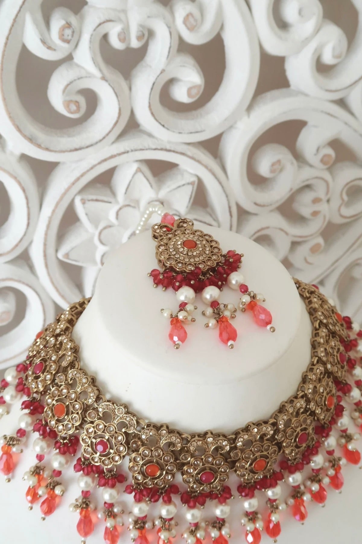 Daneen Necklace Set (Fuchsia)