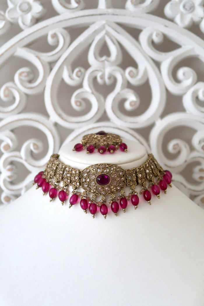 Anchal Choker Set (Magenta)