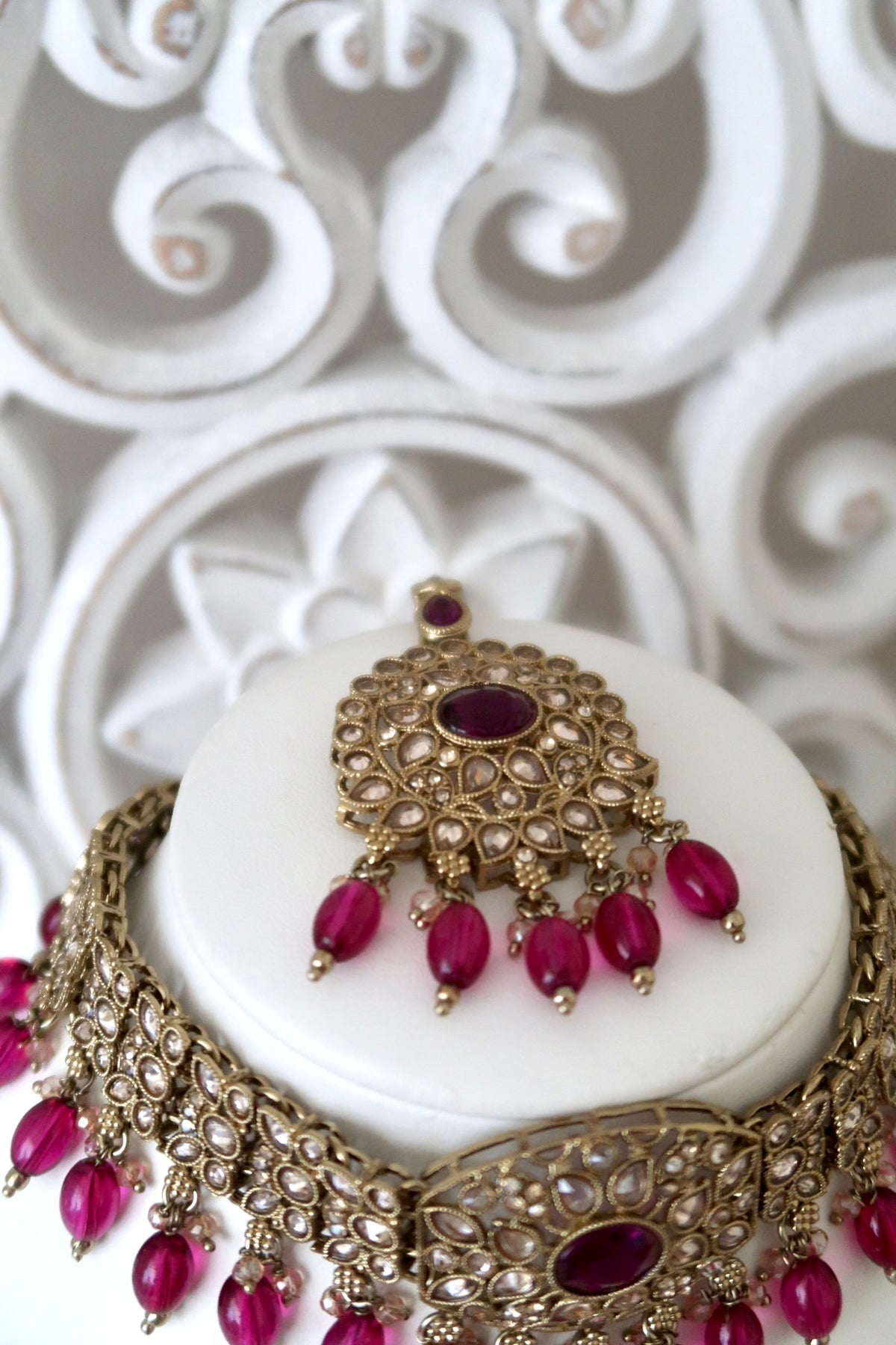 Anchal Choker Set (Magenta)