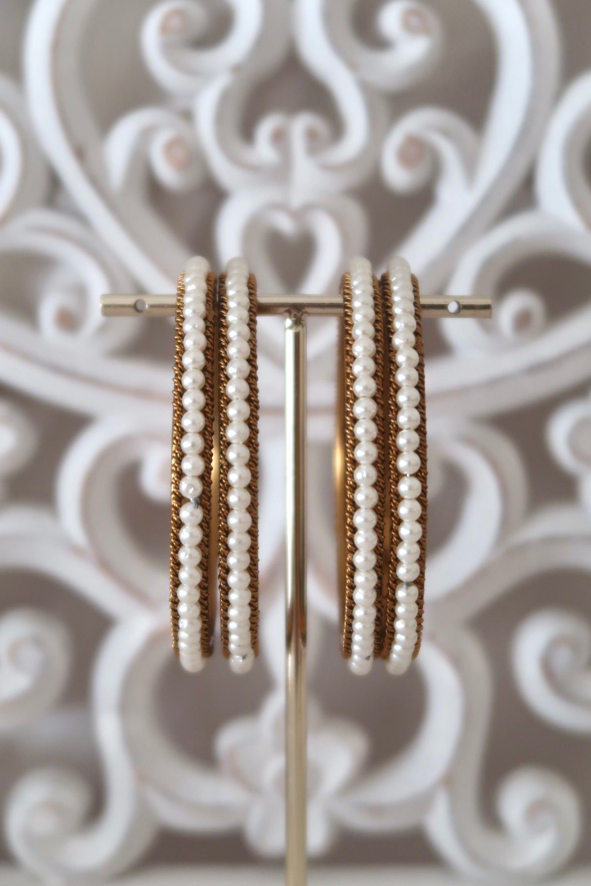 Gold Pearl Bangles