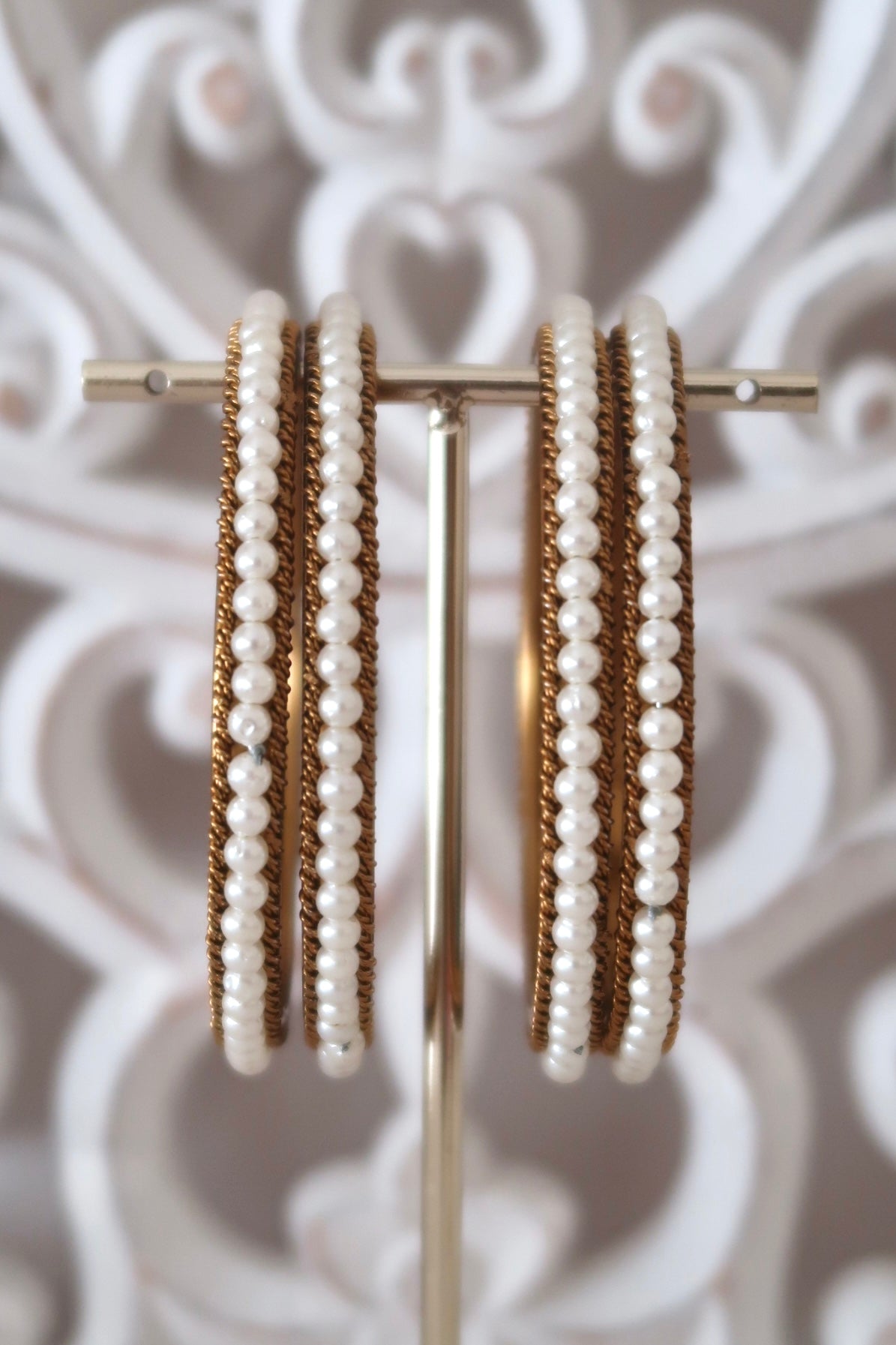 Gold Pearl Bangles